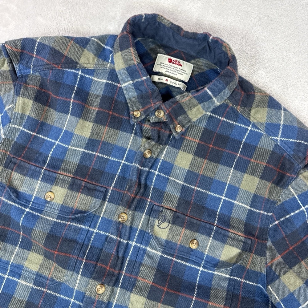 Fjällräven Singi Heavy Plaid Cotton Flannel Button-Down Shirt Men's Sz Med
